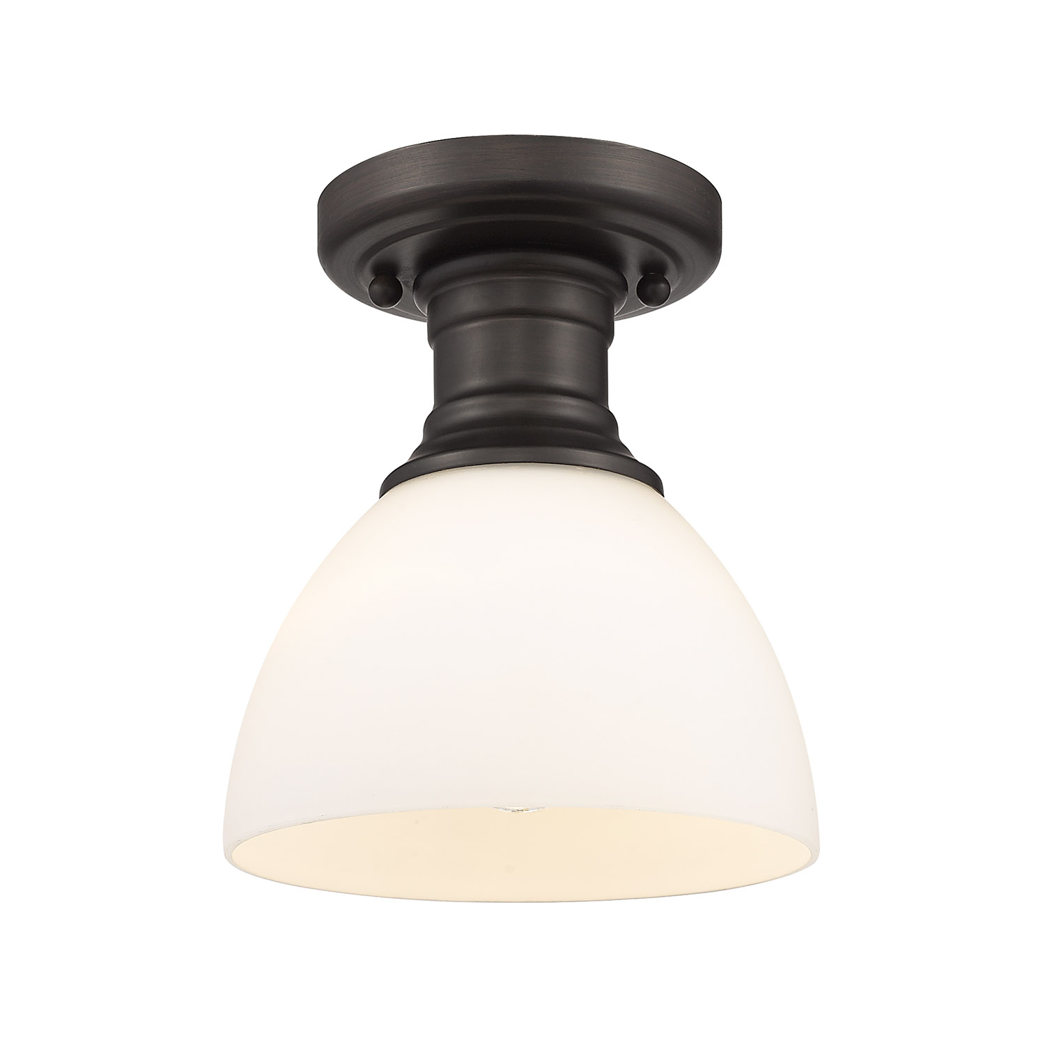 Golden Lighting-3118-SF RBZ-OP-Hines - 1 Light Semi-flush Mount-7.75 Inches Tall and 6.88 Inches Wide Rubbed Bronze Opal Rubbed Bronze Finish